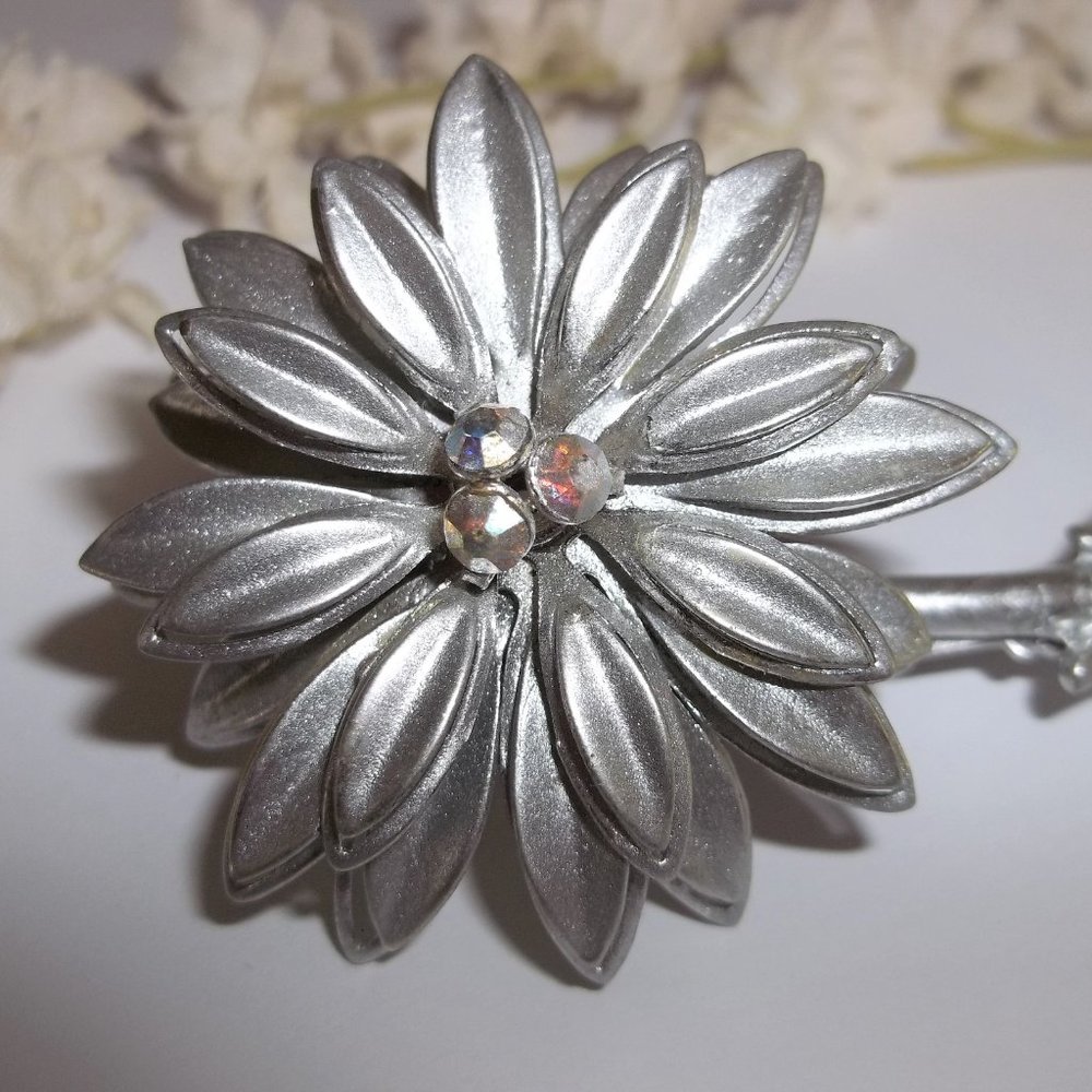 VINTAGE Brooch, Vintage Flower Brooch, Silver Flower Brooch, Brooch, Brooch 7744 - Picture 3 of 10
